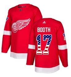 Men's Adidas Detroit Red Wings #17 David Booth Authentic Red USA Flag Fashion NHL Jersey