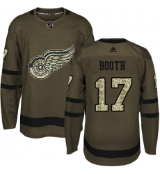 Youth Adidas Detroit Red Wings #17 David Booth Authentic Green Salute to Service NHL Jersey