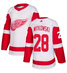 Men's Adidas Detroit Red Wings #28 Luke Witkowski Authentic White Away NHL Jersey