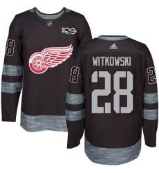 Men's Adidas Detroit Red Wings #28 Luke Witkowski Premier Black 1917-2017 100th Anniversary NHL Jersey