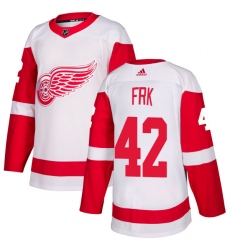 Men's Adidas Detroit Red Wings #42 Martin Frk Authentic White Away NHL Jersey