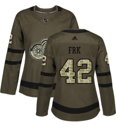 Women's Adidas Detroit Red Wings #42 Martin Frk Authentic Green Salute to Service NHL Jersey