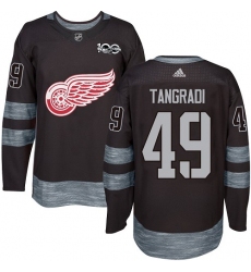 Men's Adidas Detroit Red Wings #49 Eric Tangradi Premier Black 1917-2017 100th Anniversary NHL Jersey