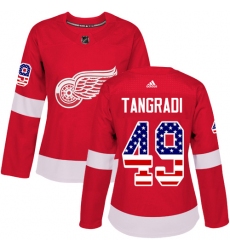 Women's Adidas Detroit Red Wings #49 Eric Tangradi Authentic Red USA Flag Fashion NHL Jersey