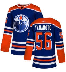 Men's Adidas Edmonton Oilers #56 Kailer Yamamoto Premier Royal Blue Alternate NHL Jersey