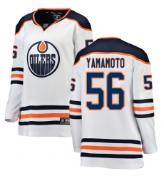 Women's Edmonton Oilers #56 Kailer Yamamoto Authentic White Away Fanatics Branded Breakaway NHL Jersey
