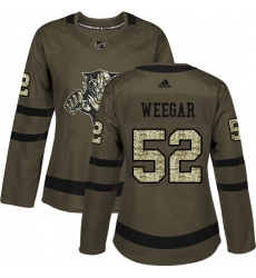 Women's Adidas Florida Panthers #52 MacKenzie Weegar Authentic Green Salute to Service NHL Jersey