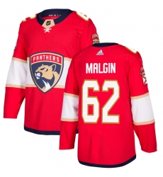 Men's Adidas Florida Panthers #62 Denis Malgin Authentic Red Home NHL Jersey
