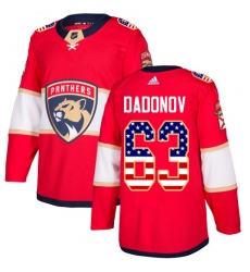 Youth Adidas Florida Panthers #63 Evgenii Dadonov Authentic Red USA Flag Fashion NHL Jersey