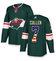 Men's Adidas Minnesota Wild #7 Matt Cullen Authentic Green USA Flag Fashion NHL Jersey