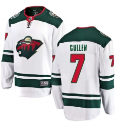 Men's Minnesota Wild #7 Matt Cullen Authentic White Away Fanatics Branded Breakaway NHL Jersey
