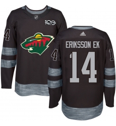 Men's Adidas Minnesota Wild #14 Joel Eriksson Ek Premier Black 1917-2017 100th Anniversary NHL Jersey
