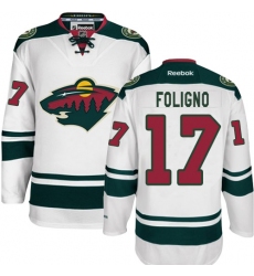 Youth Reebok Minnesota Wild #17 Marcus Foligno Authentic White Away NHL Jersey