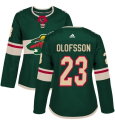 Women's Adidas Minnesota Wild #23 Gustav Olofsson Premier Green Home NHL Jersey