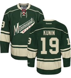 Women's Reebok Minnesota Wild #19 Luke Kunin Premier Green Third NHL Jersey