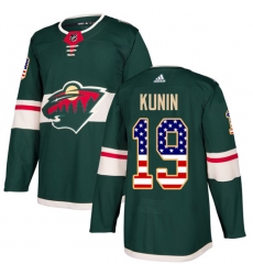 Youth Adidas Minnesota Wild #19 Luke Kunin Authentic Green USA Flag Fashion NHL Jersey