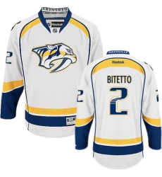 Men's Reebok Nashville Predators #2 Anthony Bitetto Authentic White Away NHL Jersey