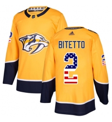 Youth Adidas Nashville Predators #2 Anthony Bitetto Authentic Gold USA Flag Fashion NHL Jersey
