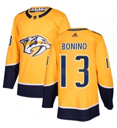 Men's Adidas Nashville Predators #13 Nick Bonino Premier Gold Home NHL Jersey