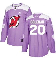 Youth Adidas New Jersey Devils #20 Blake Coleman Authentic Purple Fights Cancer Practice NHL Jersey