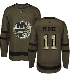 Youth Adidas New York Islanders #11 Shane Prince Authentic Green Salute to Service NHL Jersey