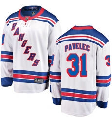 Men's New York Rangers #31 Ondrej Pavelec Fanatics Branded White Away Breakaway NHL Jersey