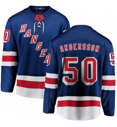 Youth New York Rangers #50 Lias Andersson Fanatics Branded Royal Blue Home Breakaway NHL Jersey