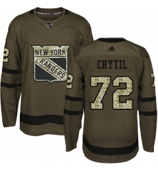 Youth Adidas New York Rangers #72 Filip Chytil Authentic Green Salute to Service NHL Jersey