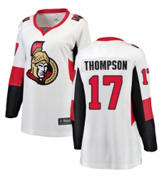 Women's Ottawa Senators #17 Nate Thompson Fanatics Branded White Away Breakaway NHL Jersey