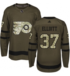 Men's Adidas Philadelphia Flyers #37 Brian Elliott Premier Green Salute to Service NHL Jersey