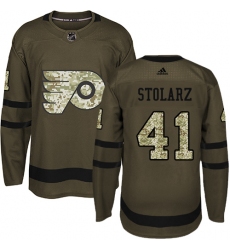 Men's Adidas Philadelphia Flyers #41 Anthony Stolarz Authentic Green Salute to Service NHL Jersey