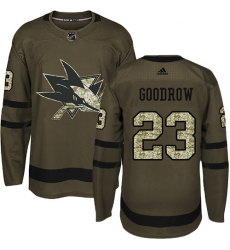 Youth Adidas San Jose Sharks #23 Barclay Goodrow Premier Green Salute to Service NHL Jersey