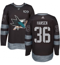Men's Adidas San Jose Sharks #36 Jannik Hansen Premier Black 1917-2017 100th Anniversary NHL Jersey