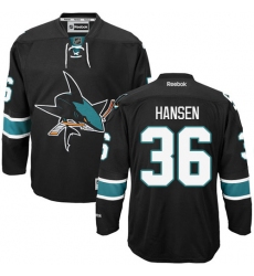 Women's Reebok San Jose Sharks #36 Jannik Hansen Authentic Black Third NHL Jersey