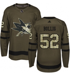 Men's Adidas San Jose Sharks #52 Brandon Bollig Premier Green Salute to Service NHL Jersey