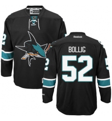Men's Reebok San Jose Sharks #52 Brandon Bollig Premier Black Third NHL Jersey