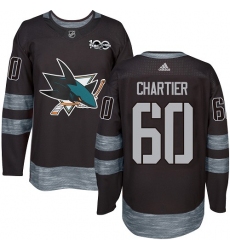 Men's Adidas San Jose Sharks #60 Rourke Chartier Premier Black 1917-2017 100th Anniversary NHL Jersey