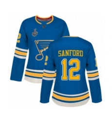 Women's St. Louis Blues #12 Zach Sanford Authentic Navy Blue Alternate 2019 Stanley Cup Final Bound Hockey Jersey