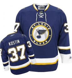 Men's Reebok St. Louis Blues #37 Klim Kostin Premier Navy Blue Third NHL Jersey