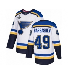 Men's St. Louis Blues #49 Ivan Barbashev Authentic White Away 2019 Stanley Cup Champions Hockey Jersey