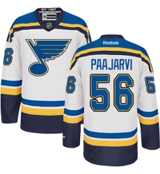 Men's Reebok St. Louis Blues #56 Magnus Paajarvi Authentic White Away NHL Jersey