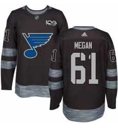 Men's Adidas St. Louis Blues #61 Wade Megan Authentic Black 1917-2017 100th Anniversary NHL Jersey