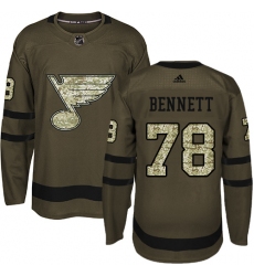 Men's Adidas St. Louis Blues #78 Beau Bennett Authentic Green Salute to Service NHL Jersey