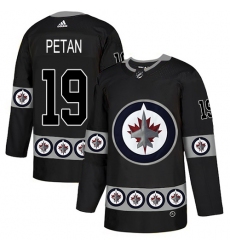 Men's Adidas Winnipeg Jets #19 Nic Petan Authentic Black Team Logo Fashion NHL Jersey
