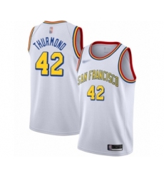 Men's Golden State Warriors #42 Nate Thurmond Authentic White Hardwood Classics Basketball Jersey - San Francisco Classic Edition