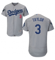 Men's Majestic Los Angeles Dodgers #3 Chris Taylor Gray Alternate Flex Base Authentic Collection 2018 World Series MLB Jersey