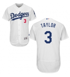 Men's Majestic Los Angeles Dodgers #3 Chris Taylor White Flexbase Authentic Collection MLB Jersey
