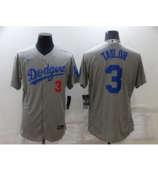 Men's Nike Los Angeles Dodgers #3 Chris Taylor Gray Elite Jersey