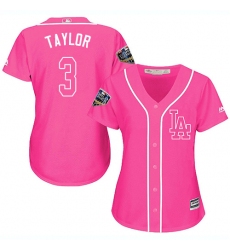 Women's Majestic Los Angeles Dodgers #3 Chris Taylor Authentic Pink Fashion Cool Base 2018 World Series MLB Jersey