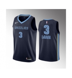Men's Memphis Grizzlies #3 Jake LaRavia 75th Anniversary Statement Edition Navy Stitched Basketball Jersey